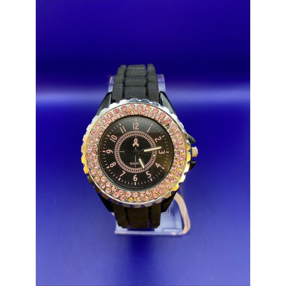 Breast Cancer Support Women's Watch with Pink And Black with Silicone band